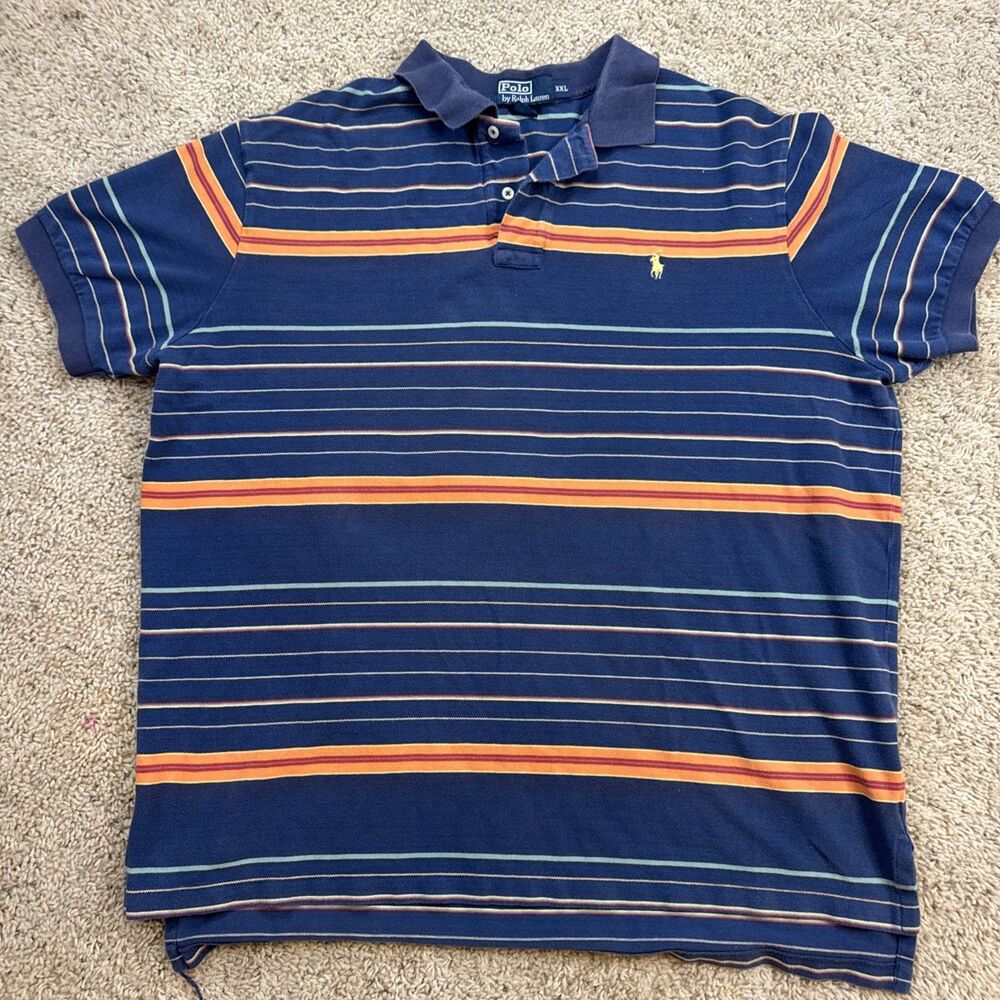 Ralph Lauren Polo Shirt Mens Size XXL Multicolor Short Sleeve Pony Rugby Striped